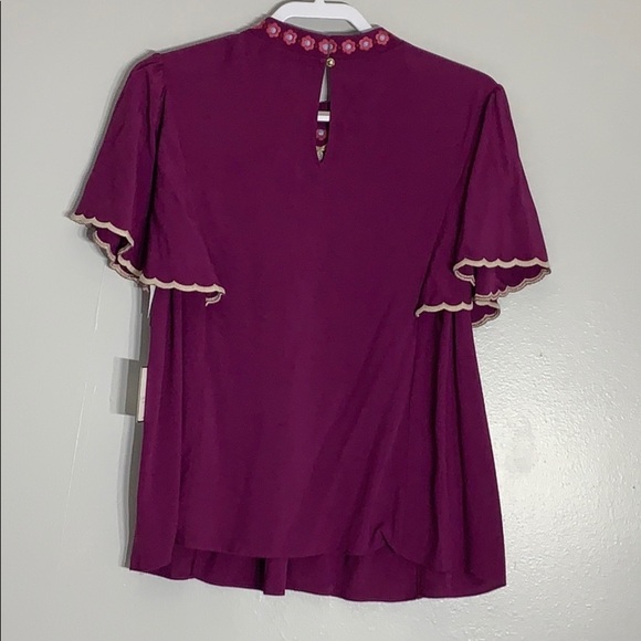 Laundry Mock Neck Embroidered Boho festival Top purple women’s medium new w tags - Picture 2 of 7